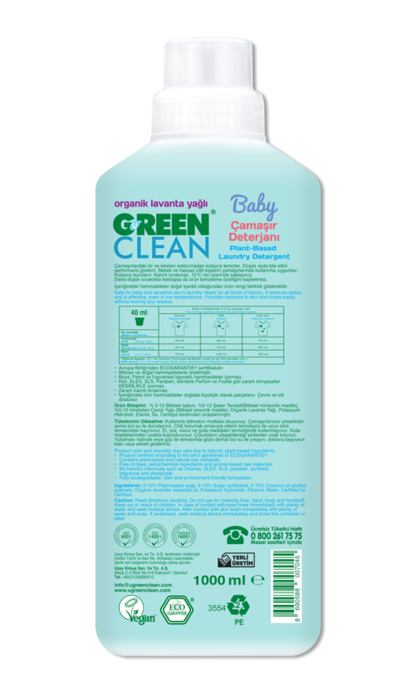 Baby Bitkisel Çamaşır Deterjanı Organik Lavanta Yağlı